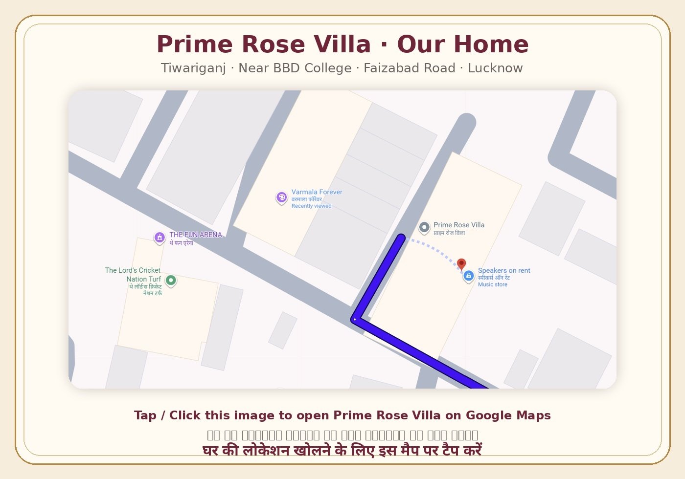Prime Rose Villa home location map
